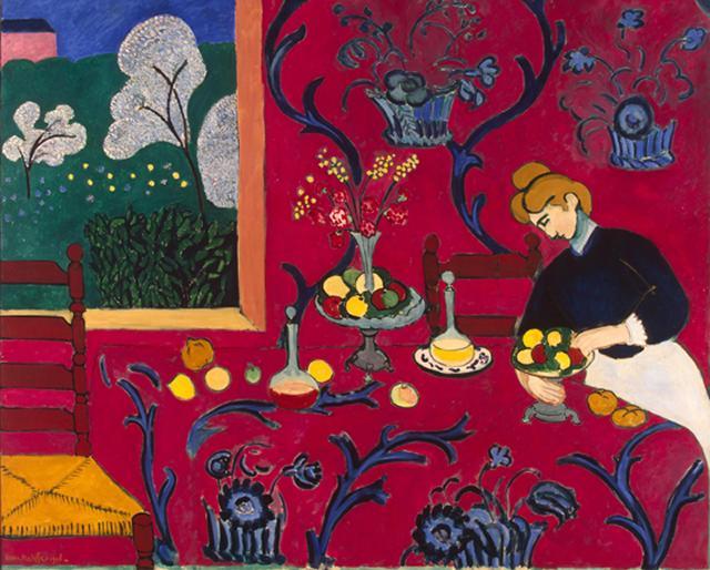 Crianças realizam releitura do "Interior Vermelho" de Henri Matisse